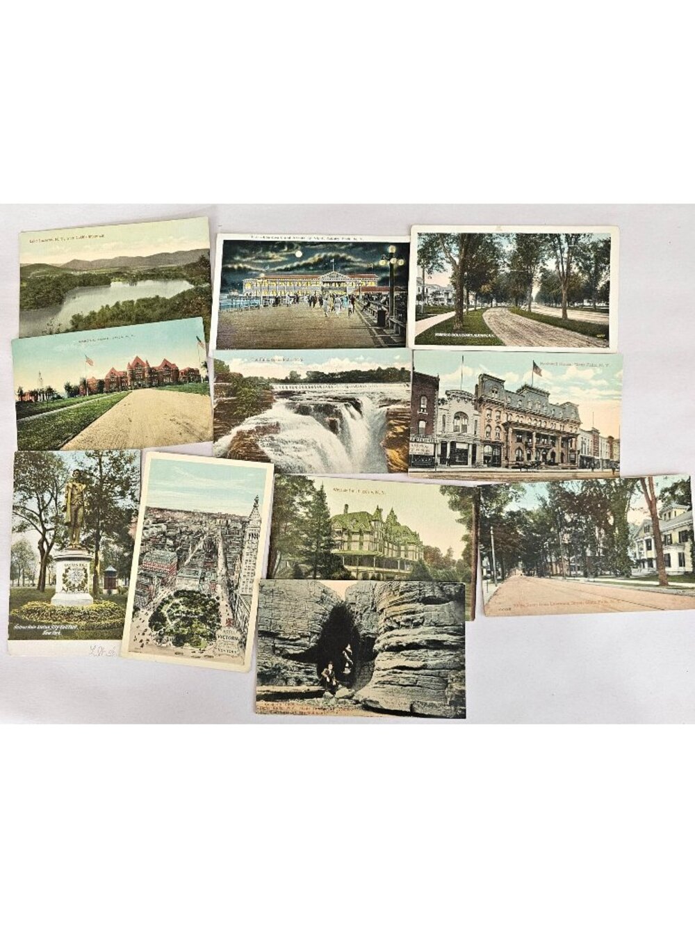 11 New York Buildings Scenery Postcards Lithograph c.1910s- 30s color Unused